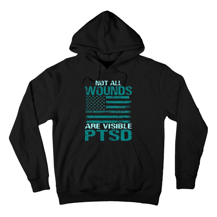 PTSD Awareness I Wear Teal Support The Troops Hoodie