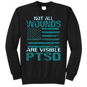 PTSD Awareness I Wear Teal Support The Troops Sweatshirt