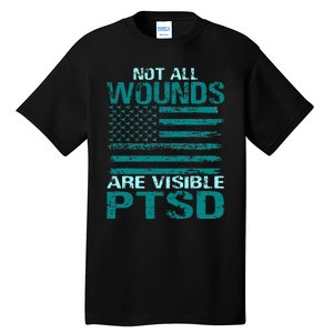 PTSD Awareness I Wear Teal Support The Troops Tall T-Shirt