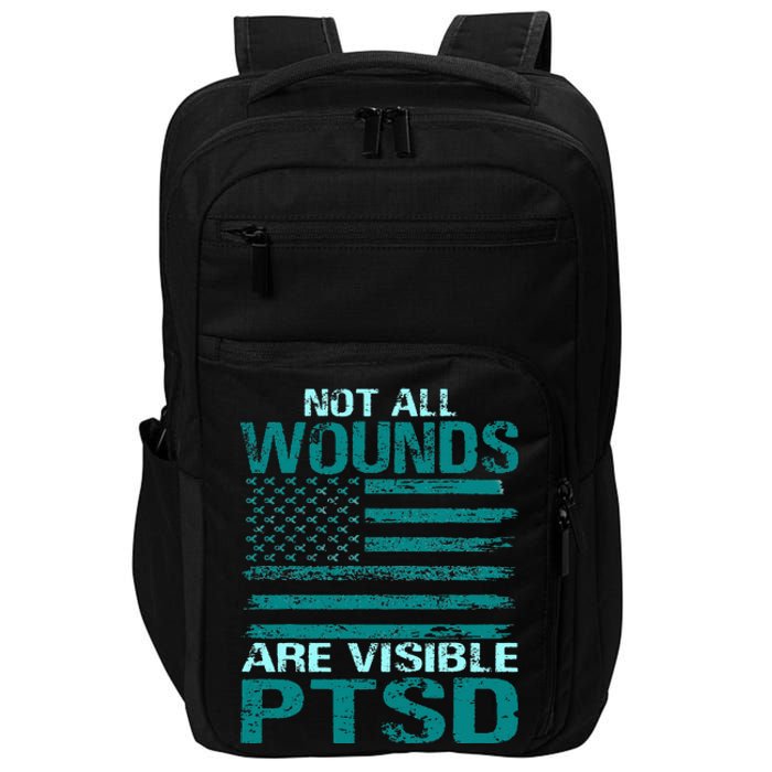 PTSD Awareness I Wear Teal Support The Troops Impact Tech Backpack