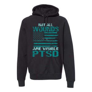 PTSD Awareness I Wear Teal Support The Troops Premium Hoodie