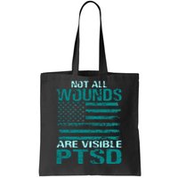 PTSD Awareness I Wear Teal Support The Troops Tote Bag