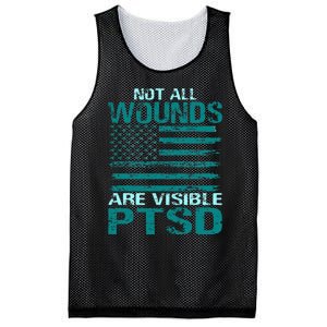 PTSD Awareness I Wear Teal Support The Troops Mesh Reversible Basketball Jersey Tank