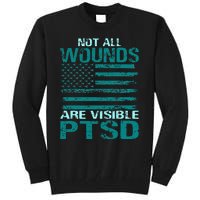 PTSD Awareness I Wear Teal Support The Troops Tall Sweatshirt