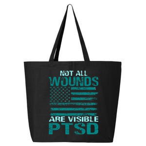 PTSD Awareness I Wear Teal Support The Troops 25L Jumbo Tote