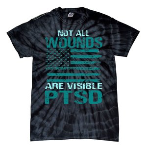 PTSD Awareness I Wear Teal Support The Troops Tie-Dye T-Shirt