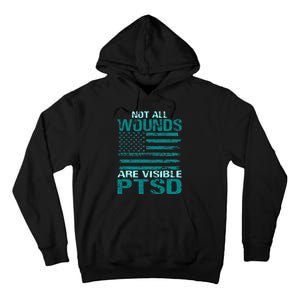 PTSD Awareness I Wear Teal Support The Troops Tall Hoodie