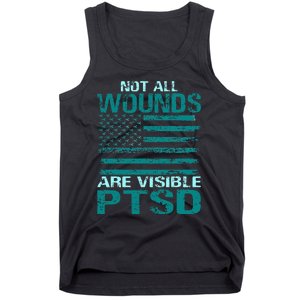 PTSD Awareness I Wear Teal Support The Troops Tank Top