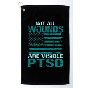 PTSD Awareness I Wear Teal Support The Troops Platinum Collection Golf Towel