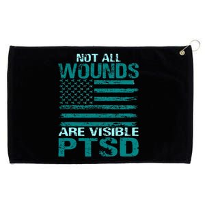 PTSD Awareness I Wear Teal Support The Troops Grommeted Golf Towel