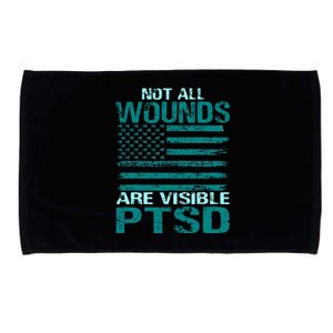 PTSD Awareness I Wear Teal Support The Troops Microfiber Hand Towel