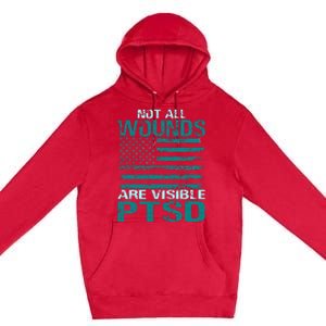 PTSD Awareness I Wear Teal Support The Troops Premium Pullover Hoodie