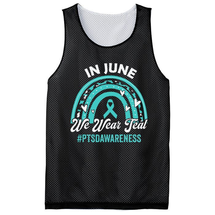 PTSD Awareness In June We Wear Teal Mesh Reversible Basketball Jersey Tank