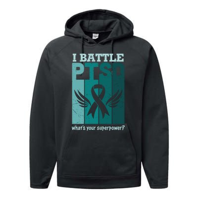 PTSD Awareness I Battle PTSD Support Love Performance Fleece Hoodie