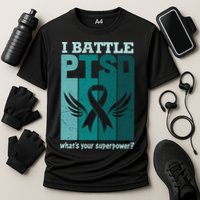 PTSD Awareness I Battle PTSD Support Love Cooling Performance Crew T-Shirt