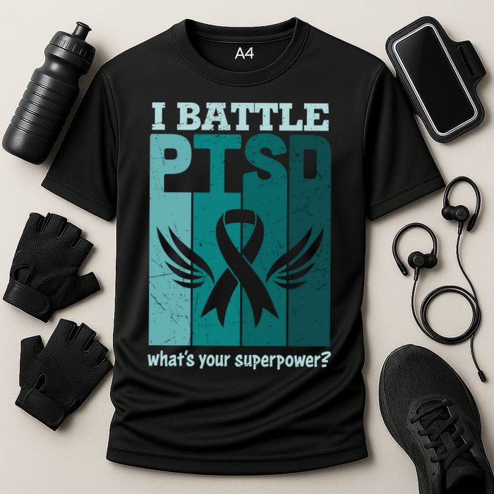 PTSD Awareness I Battle PTSD Support Love Cooling Performance Crew T-Shirt