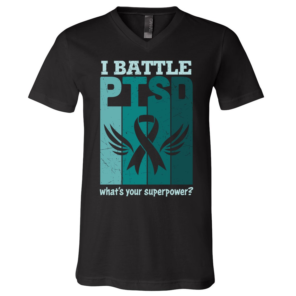 PTSD Awareness I Battle PTSD Support Love V-Neck T-Shirt