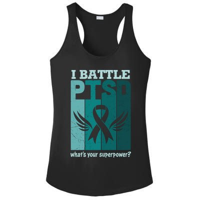 PTSD Awareness I Battle PTSD Support Love Ladies PosiCharge Competitor Racerback Tank