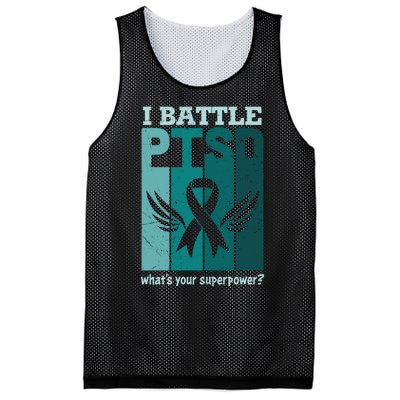 PTSD Awareness I Battle PTSD Support Love Mesh Reversible Basketball Jersey Tank