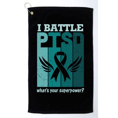 PTSD Awareness I Battle PTSD Support Love Golf Towel