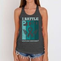 PTSD Awareness I Battle PTSD Support Love Women's Knotted Racerback Tank