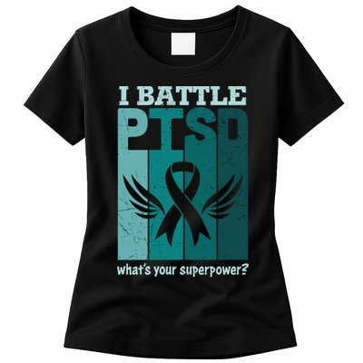 PTSD Awareness I Battle PTSD Support Love Womens T-Shirt