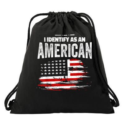 Proud American I Identify As An American Drawstring Bag