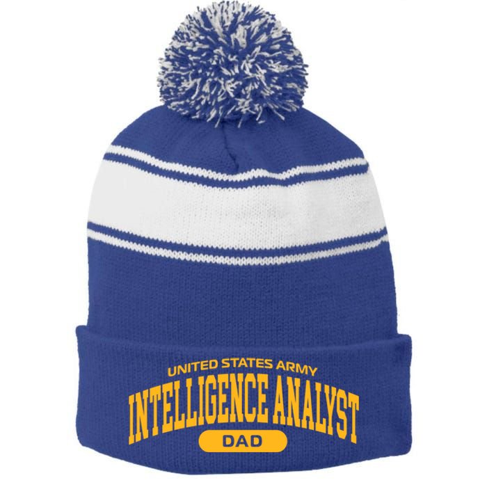 Proud Army Intelligence Analyst Dad Gift Stripe Pom Pom Beanie