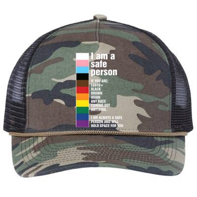 Pride Ally I Am A Safe Person Lgbtq Retro Rope Trucker Hat Cap