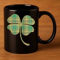 Paid Shamrock Clover 11oz C Handle Ceramic Mug