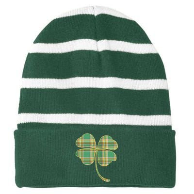 Paid Shamrock Clover Striped Beanie with Solid Band