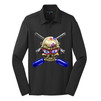 Paintball Skull Silk Touch Performance Long Sleeve Polo