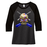 Paintball Skull Women's Tri-Blend 3/4-Sleeve Raglan Shirt