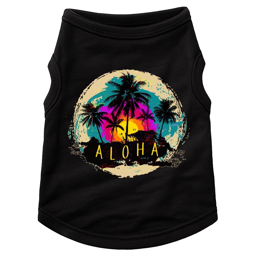 Painted Aloha Palms Beach Doggie Tank