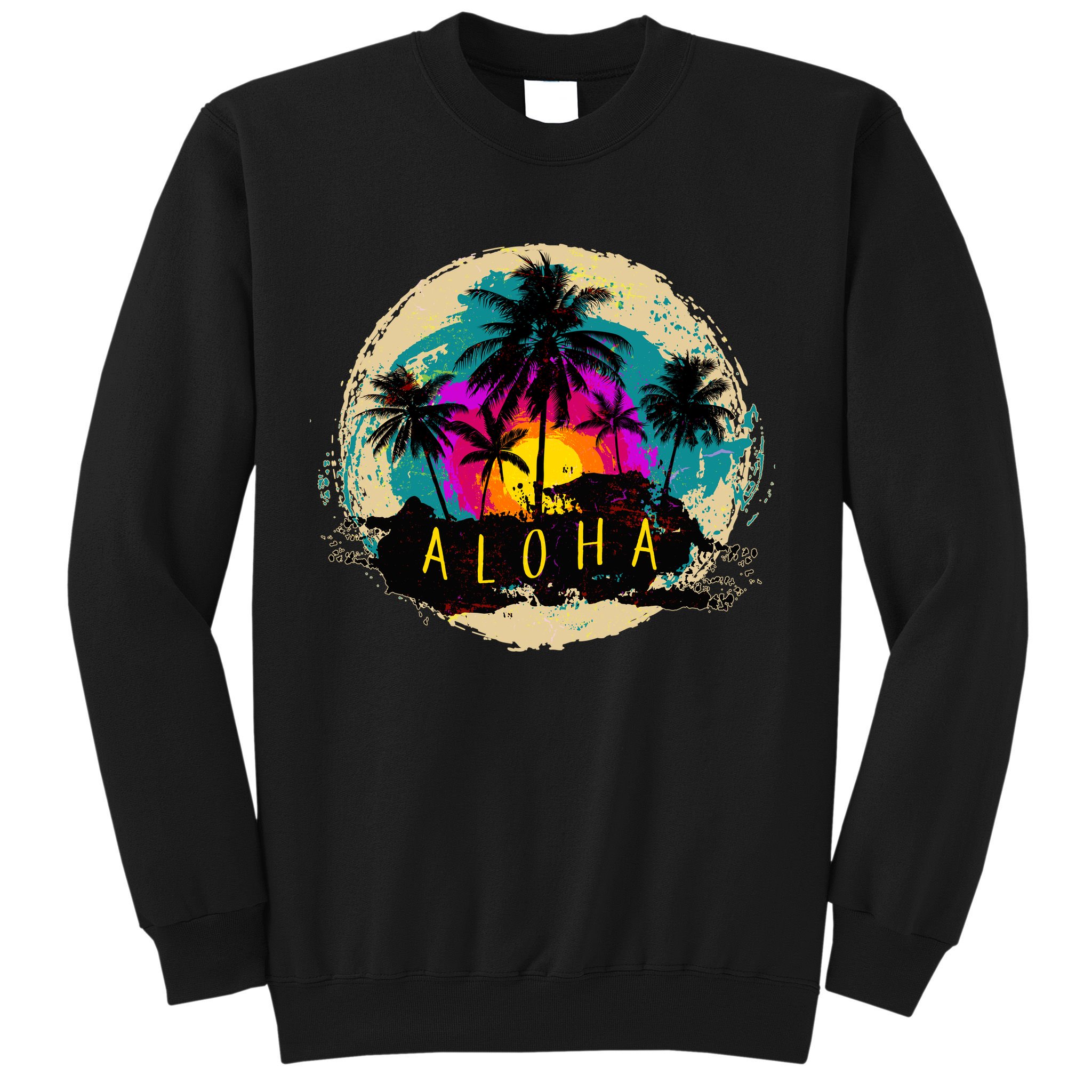 Painted Aloha Palms Beach Sweatshirt