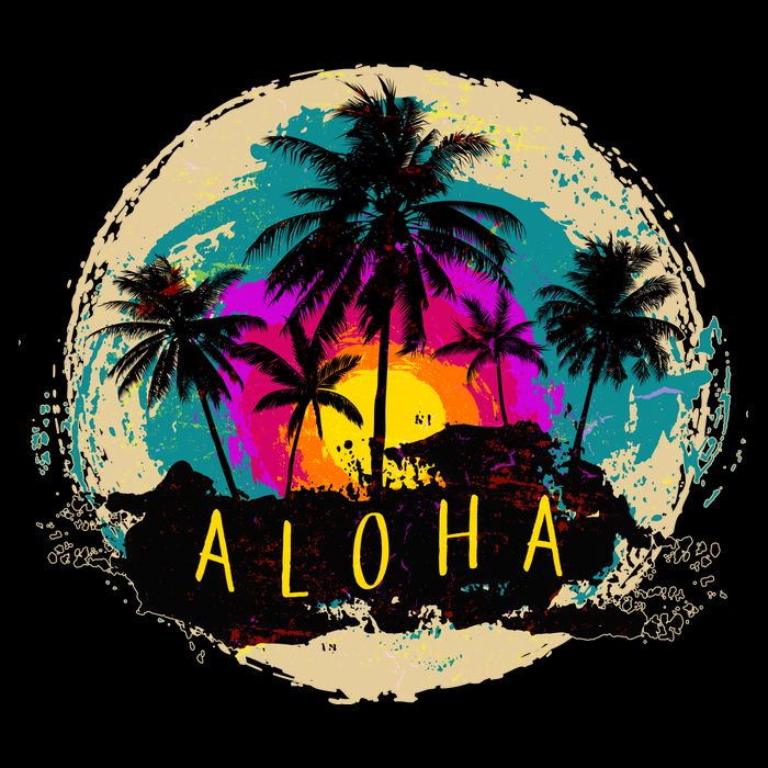Painted Aloha Palms Beach Sustainable Bucket Hat