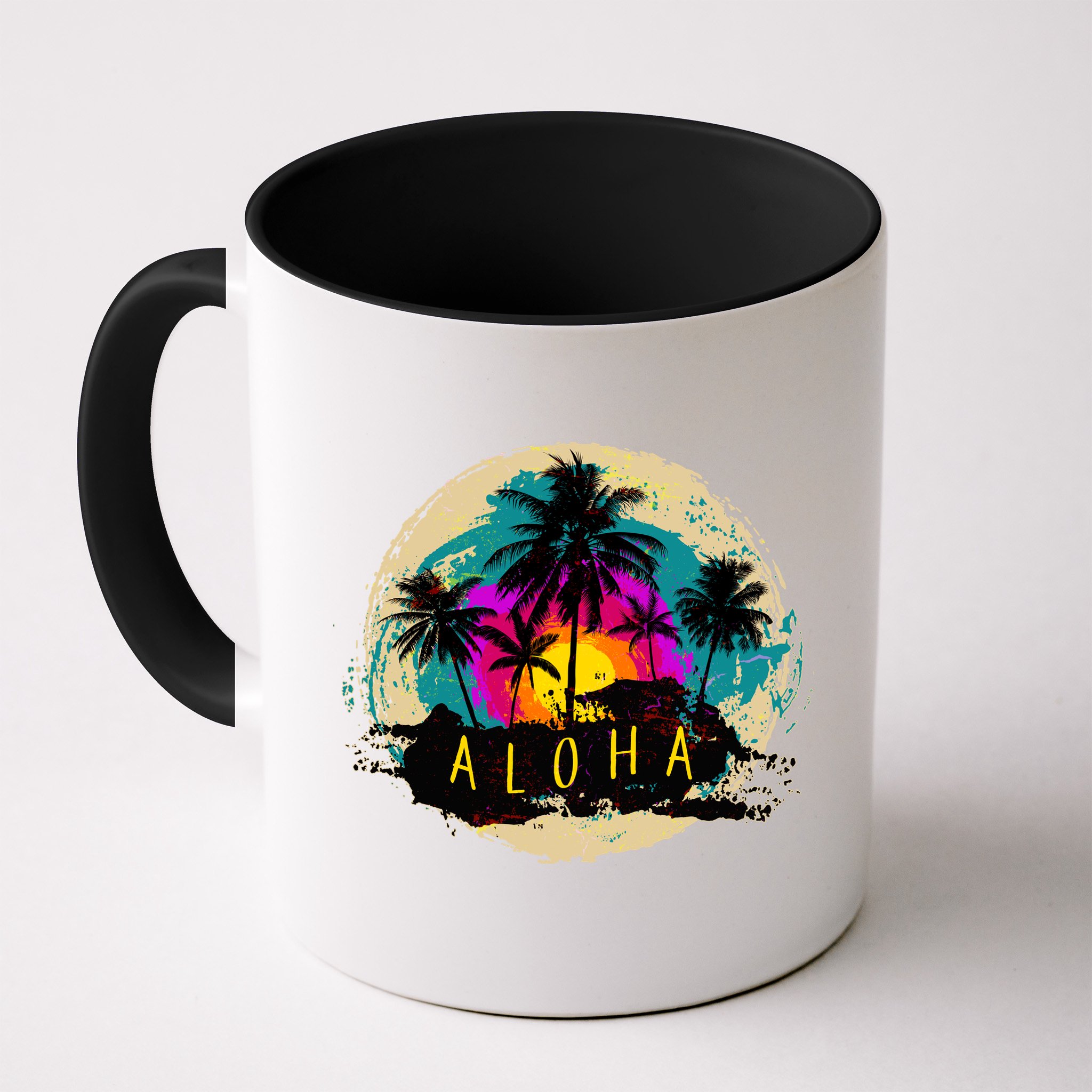 Painted Aloha Palms Beach Mug
