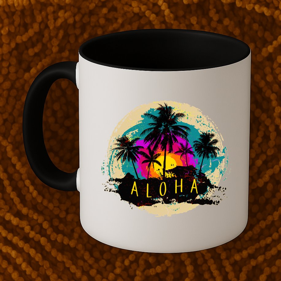 Painted Aloha Palms Beach Mug