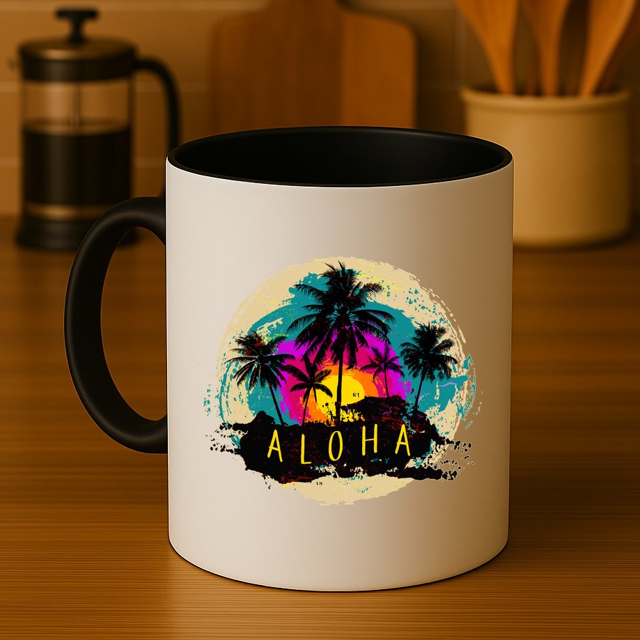 Painted Aloha Palms Beach Mug