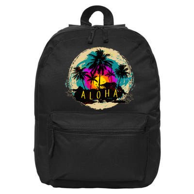 Painted Aloha Palms Beach 16 in Basic Backpack