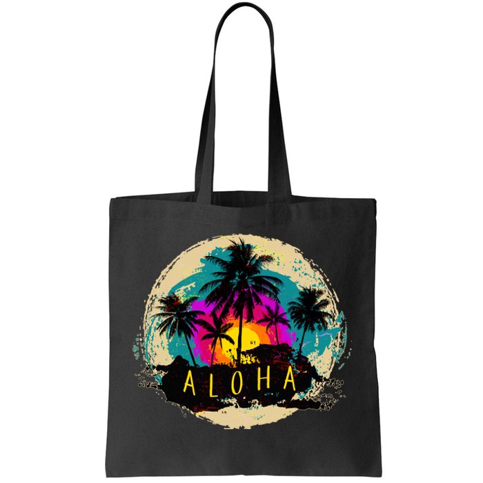 Painted Aloha Palms Beach Tote Bag