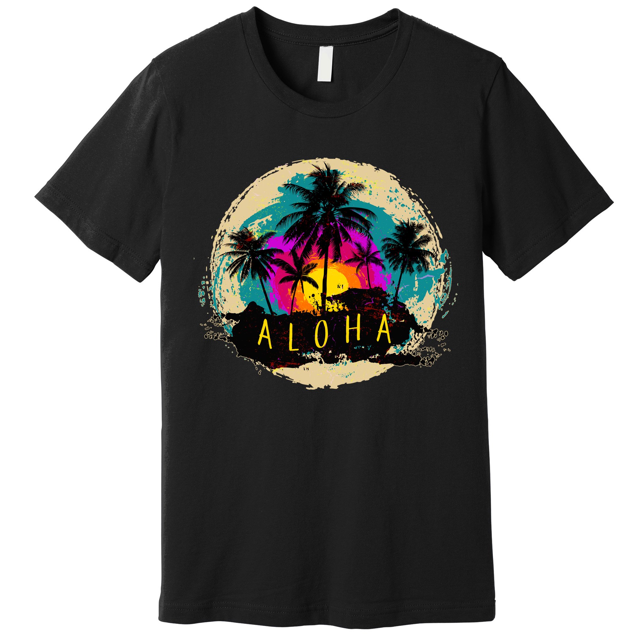 Painted Aloha Palms Beach Premium T-Shirt