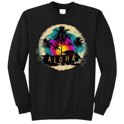 Painted Aloha Palms Beach Tall Sweatshirt