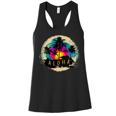 Painted Aloha Palms Beach Women's Racerback Tank