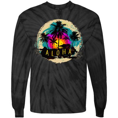 Painted Aloha Palms Beach Tie-Dye Long Sleeve Shirt