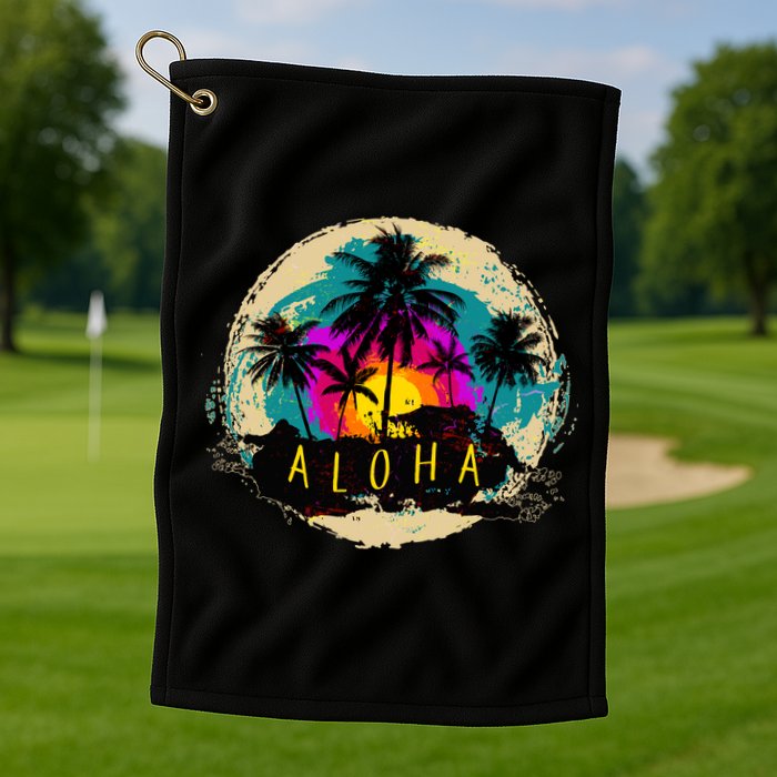 Painted Aloha Palms Beach Golf Towel