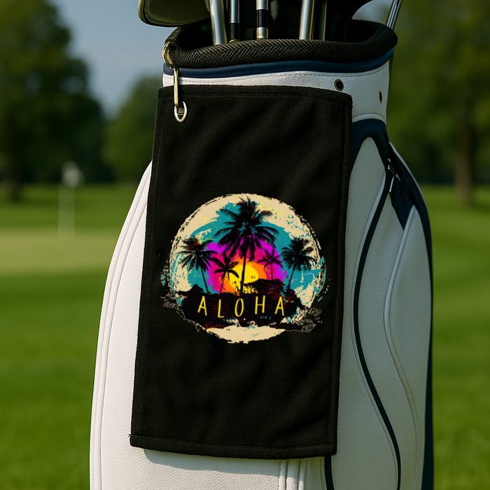 Painted Aloha Palms Beach Golf Towel