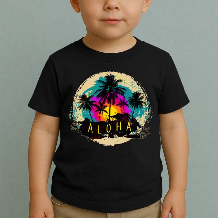 Painted Aloha Palms Beach Toddler T-Shirt