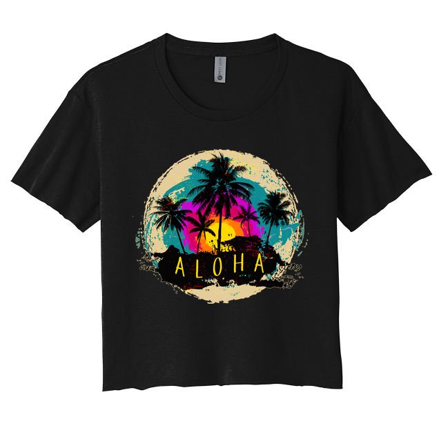 Painted Aloha Palms Beach Crop Top