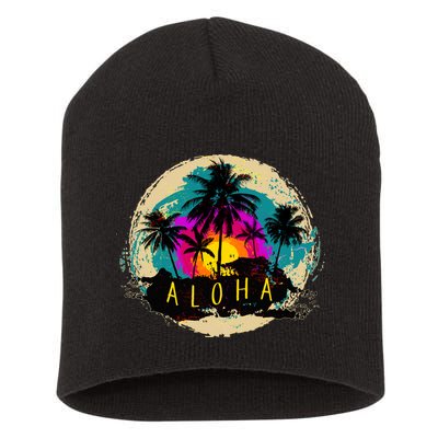 Painted Aloha Palms Beach Short Acrylic Beanie